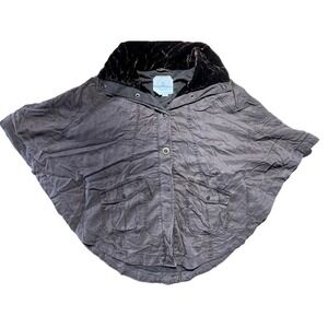 Hei Hei Anthroplogie Womens Brown Button Oversized Poncho Canvas CapeJacket XS/S